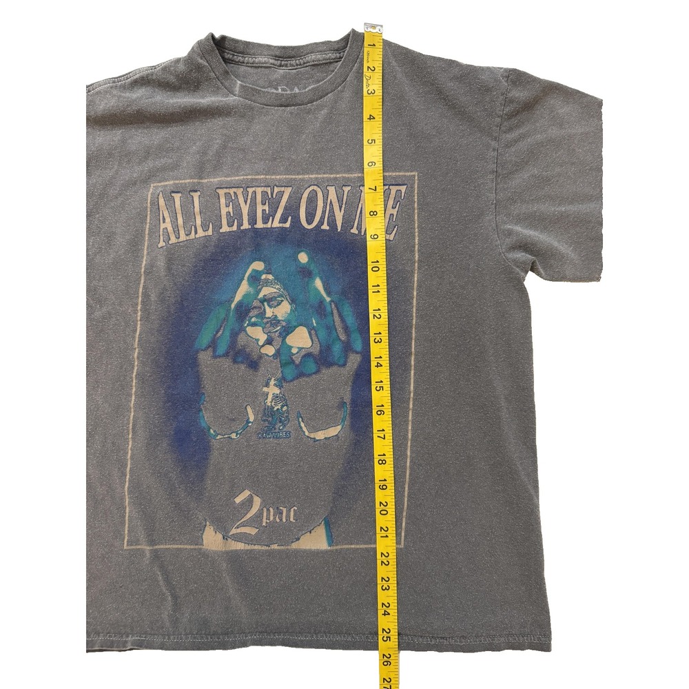 2Pac TShirt Mens LG Black All Eyez On Me Gray Album Tracklist Back Tupac Hip Hop - Picture 5 of 7